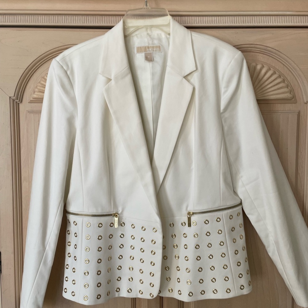 Michael Kors White Blazer with Gold Accents